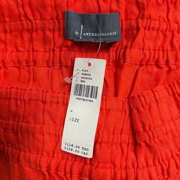 Anthropologie The Somerset Pull On Wide Leg Pants Linen Red / Orange Size M NWT - Picture 6 of 8